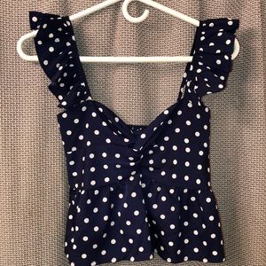 Navy polka dot print tank- cropped fit
